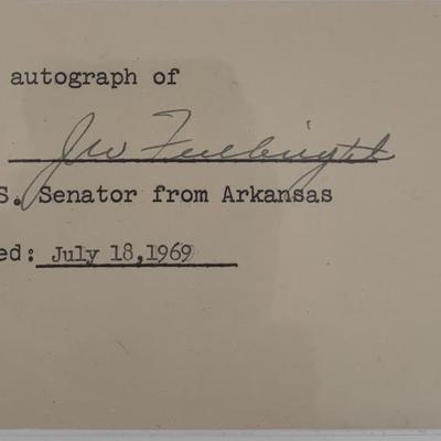 Senator J.W. Fulbright signed insert card