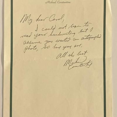 Michael Constantine signed letter 