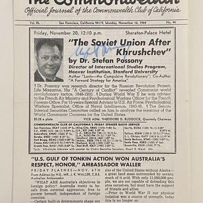 Dr.Stefan Possony signed Commonwealth Journal newspaper 