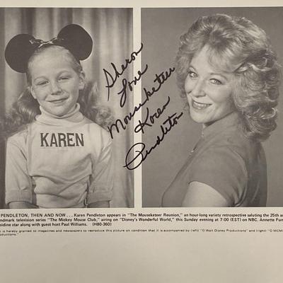 Mouseketeer Karen Pendleton signed photo