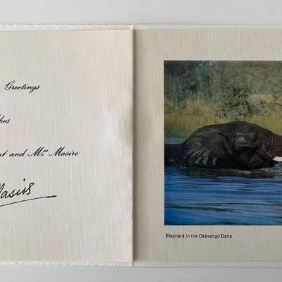 Second President of Botswana Quett Masire signed holiday card