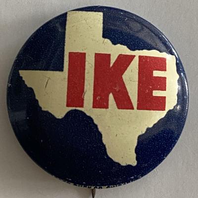 Dwight Eisenhower IKE Presidential Texas campaign pin 