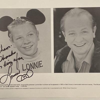 Mouseketeer Lonnie Burr signed photo