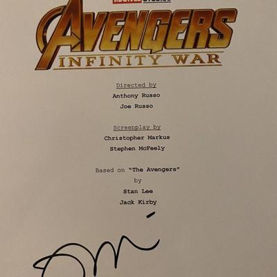 Avengers: Infinity War signed script cover
