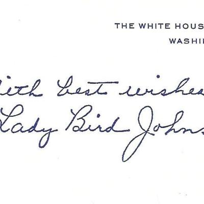 Lady Bird Johnson signed White House card