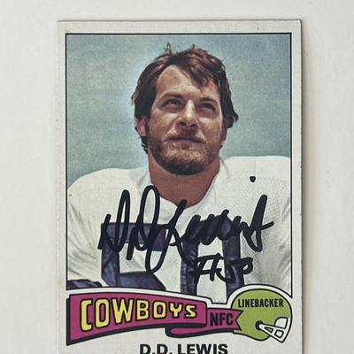 Dallas Cowboys D.D Lewis 1975 Topps #118 signed trading card 