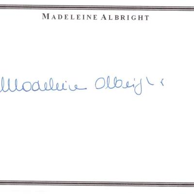 Secretary of State Madeleine Albright signature cut