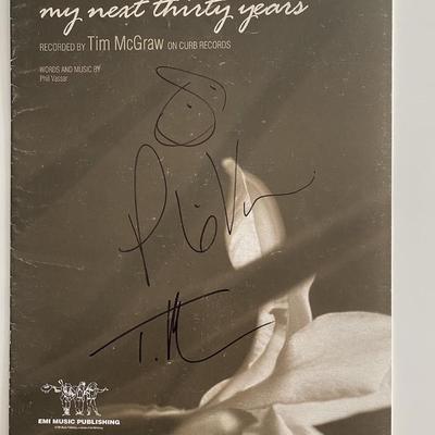 Tim McGraw and Phil Vassar signed sheet music 