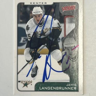 Dallas Stars Jamie Langenbrunner 2001 Upper Deck #116 signed Hockey card 