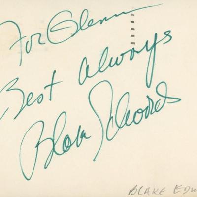 Blake Edwards signed note