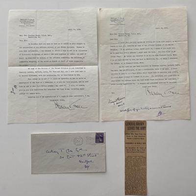 Major General Preston Brown signed letter