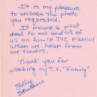 All in the Family Sally Struthers signed letter