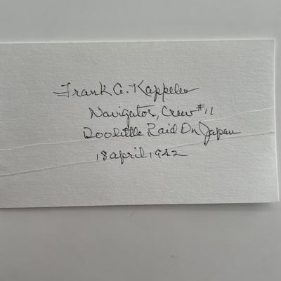 WW2 Dolittle Raid Frank A. Kappeler original signature