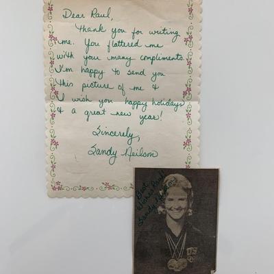 Olympian Sandy Neilson handwritten and signed letter and signed photo