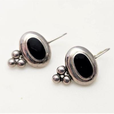 Lot #28  Sterling/Onyx Pierced Earrings