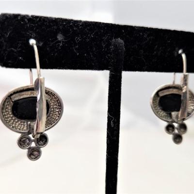 Lot #28  Sterling/Onyx Pierced Earrings