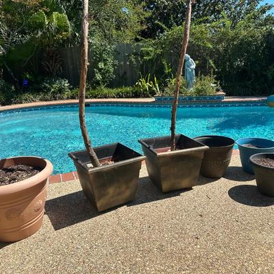 (6) Plastic Outdoor Pots