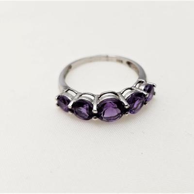 Lot #30  Sterling Silver & Amethyst Ring - Size 8