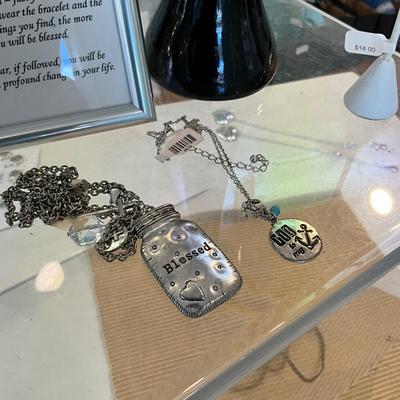 401 Pier One Black Display Hand with Blessed / Religious Jewelry Lot