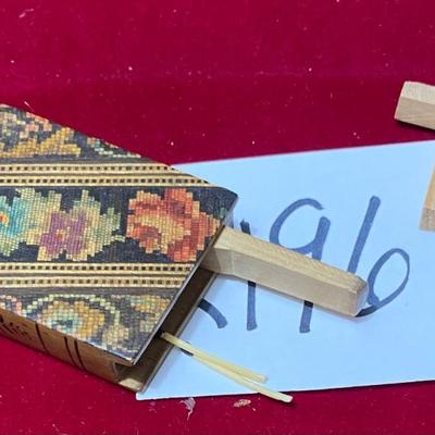 Vintage Wooden Match Box and Crosses