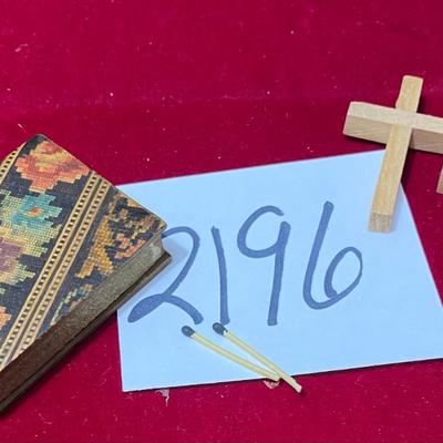 Vintage Wooden Match Box and Crosses
