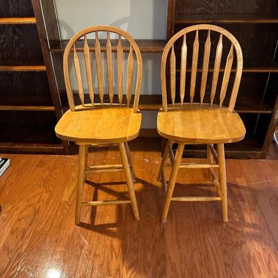 Two Rounded Back Swivel Barstools (see description).