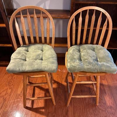 Two Rounded Back Swivel Barstools (see description).