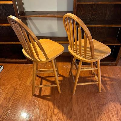 Two Rounded Back Swivel Barstools (see description).
