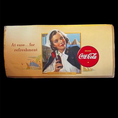 1942 COCA-COLA ARMY NURSE CARDBOARD SIGN