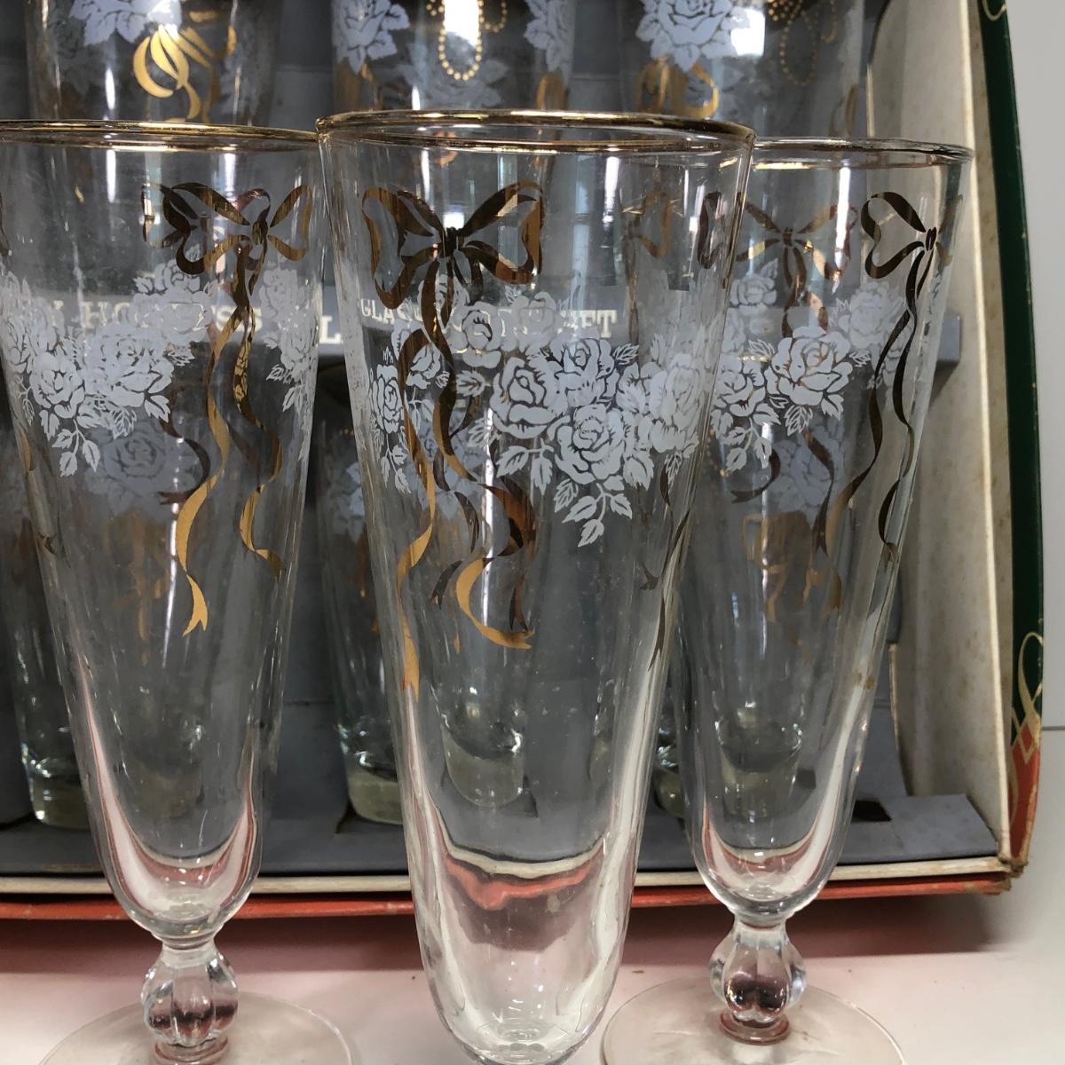 LOT 50M Libbey Hostess Glassware Set 6 Flutes & 8 Glasses