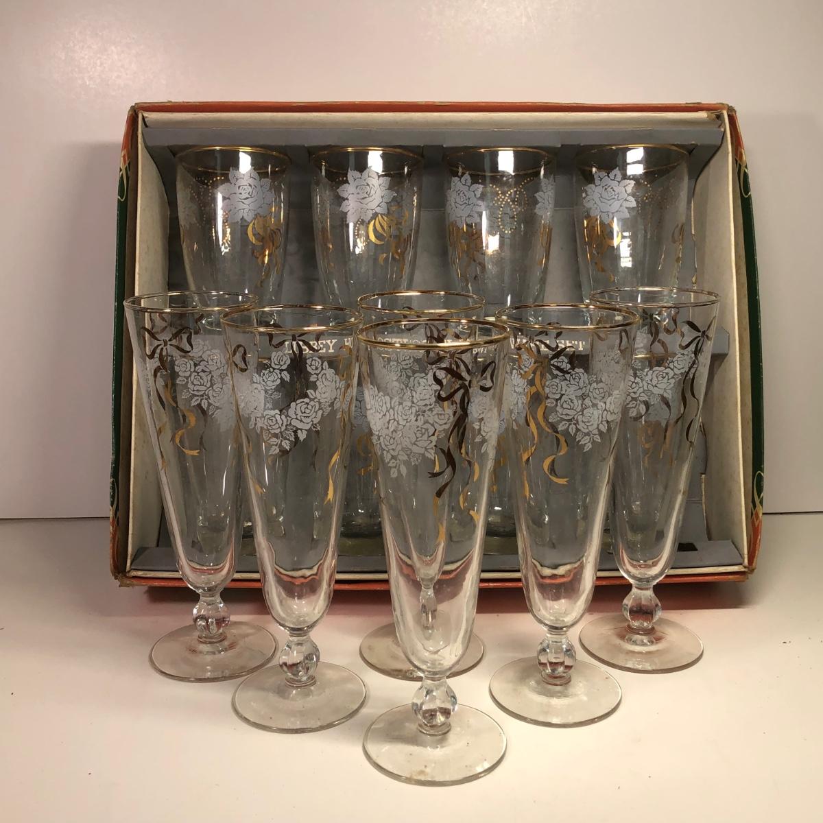 LOT 50M Libbey Hostess Glassware Set 6 Flutes & 8 Glasses