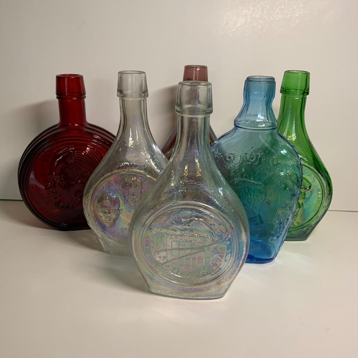 LOT:122: Collection of 6 Wheaton Colored Glass Bottles Featuring Icon ...