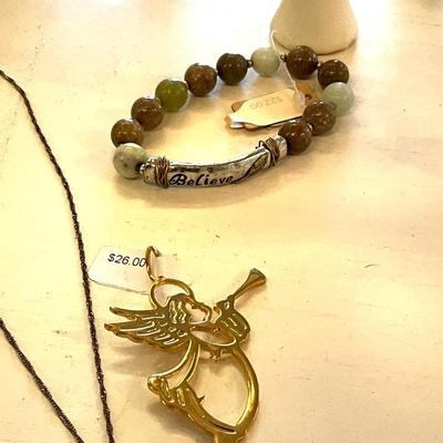 414 Large Christmas Jewelry Lot with Angel Earrings, Snowflake, Star Necklaces