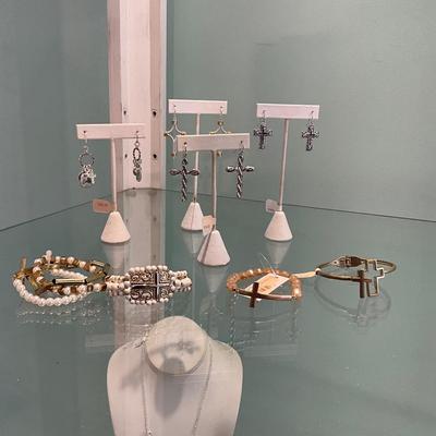 421 Religious Jewelry Lot of Earrings and Bracelets