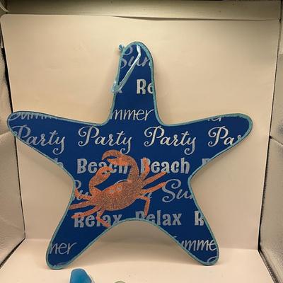 424 Lot of Sea Glass and Beach Party Star Sign