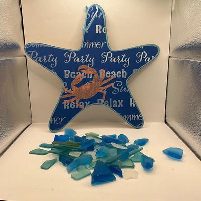 424 Lot of Sea Glass and Beach Party Star Sign