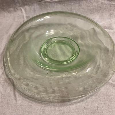 Vintage Green Uranium Depression Glass Console Bowl