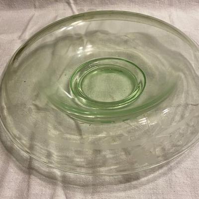 Vintage Green Uranium Depression Glass Console Bowl