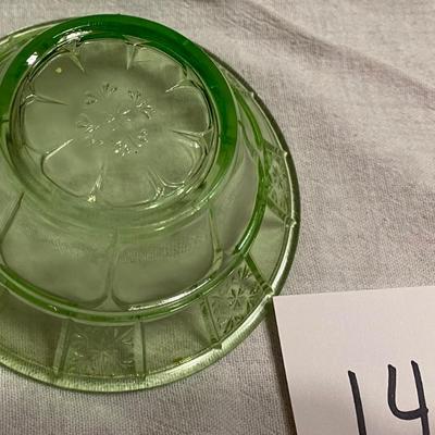Doric Green Uranium Glass Berry Bowl