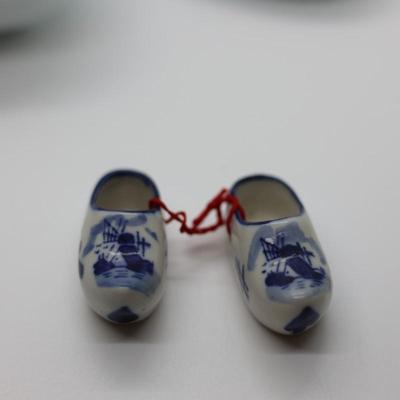 Mini Delft Porcelain Shoes, Blue & White Porcelain Dishes