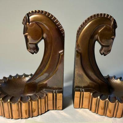 Art Deco Bronze-Plated Horse Bookend/Ashtray, circa 1930s