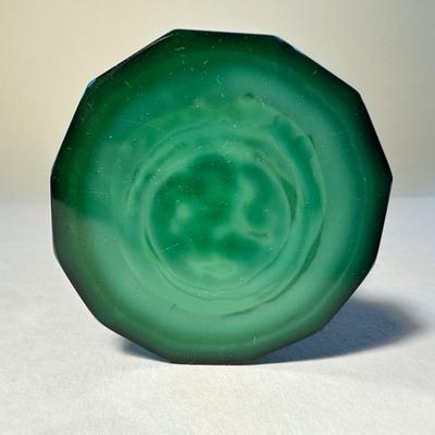 Czech Malachite Glass Schlevogt Grape Harvest Vase C1930