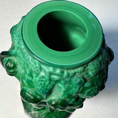 Czech Malachite Glass Schlevogt Grape Harvest Vase C1930