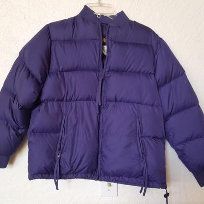 REI Down purple Ladies coat and a black Reaction vest