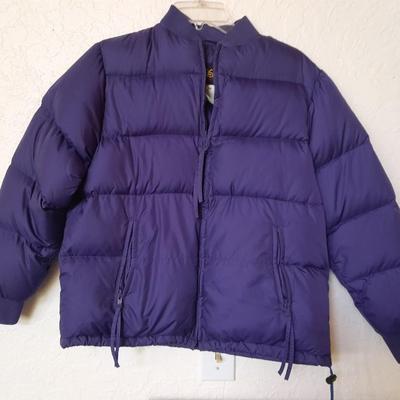 REI Down purple Ladies coat and a black Reaction vest