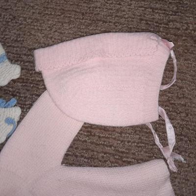 Vintage crochet baby bonnets and booties