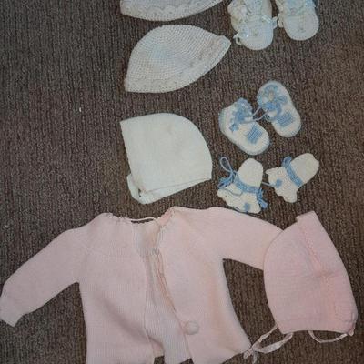 Vintage crochet baby bonnets and booties