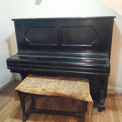 Antique Steinway & Sons, New York, Ebonized Wood Upright Piano, 1876