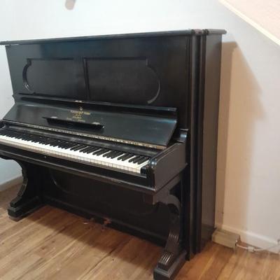 Antique Steinway & Sons, New York, Ebonized Wood Upright Piano, 1876
