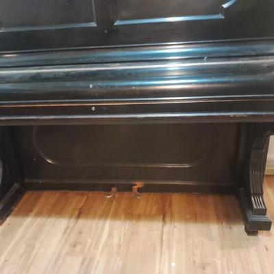 Antique Steinway & Sons, New York, Ebonized Wood Upright Piano, 1876